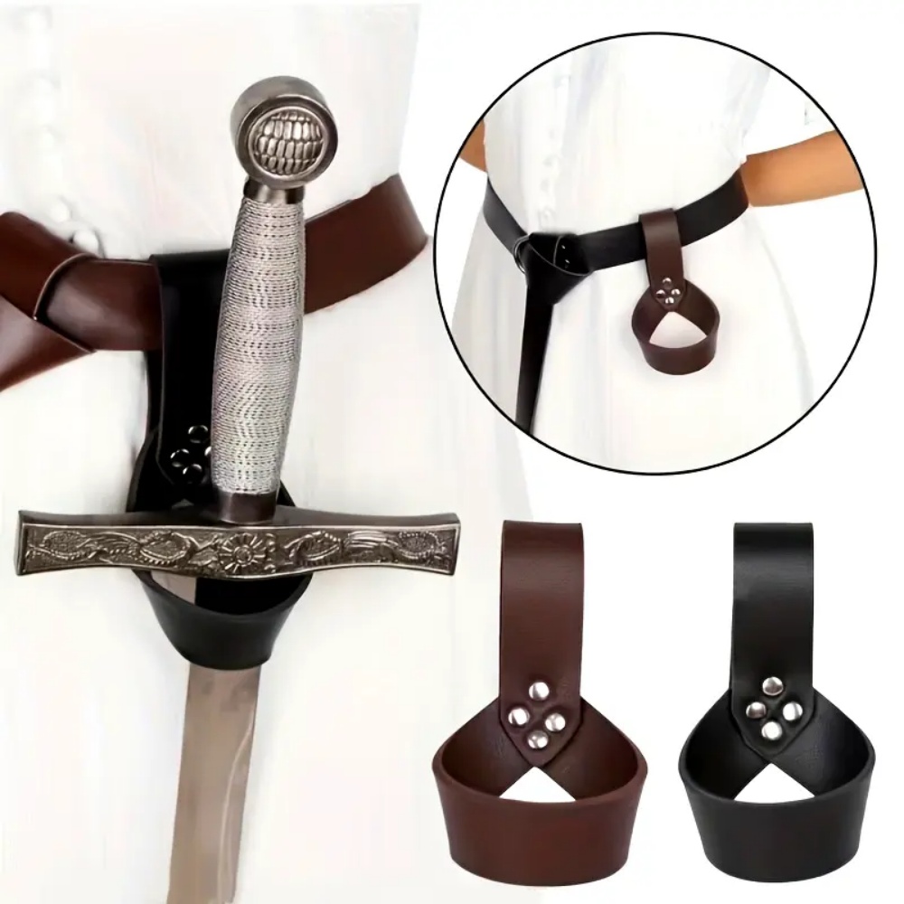 Cosplay Prop Dagger - อัศวินยุคกลางไวกิ้งดาบ Sheath PU หนัง Scabbard Rapier