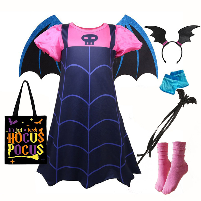 Cosplay Bat Prop - ชุดแวมไพร์มาใหม่พร้อมปีกสำหรับสาวน้อยเครื่องแต่งกายอนิเมะชุดเล่นตามบทบาทเด็กวัยหัดเดินชุดฮาโลวีนค้างคาวปลอมตัวน่ารักชุดคลุม