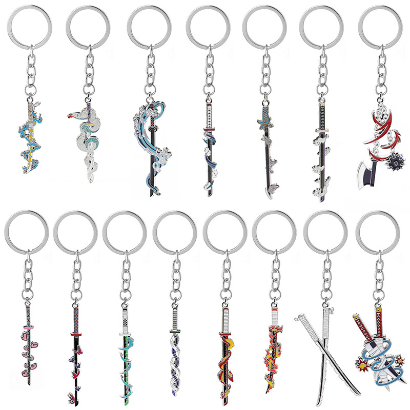 Cosplay Prop Dagger - พวงกุญแจอนิเมะดาบพิฆาตอสูร 15 แบบ จี้ดาบเร็นโกคุ เคียวจูโร สำหรับแฟนๆ